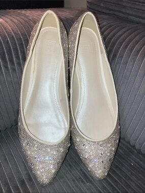David’s Bridal DB Studio Rhinestone & Faux Pearl Pointed Toe Flats